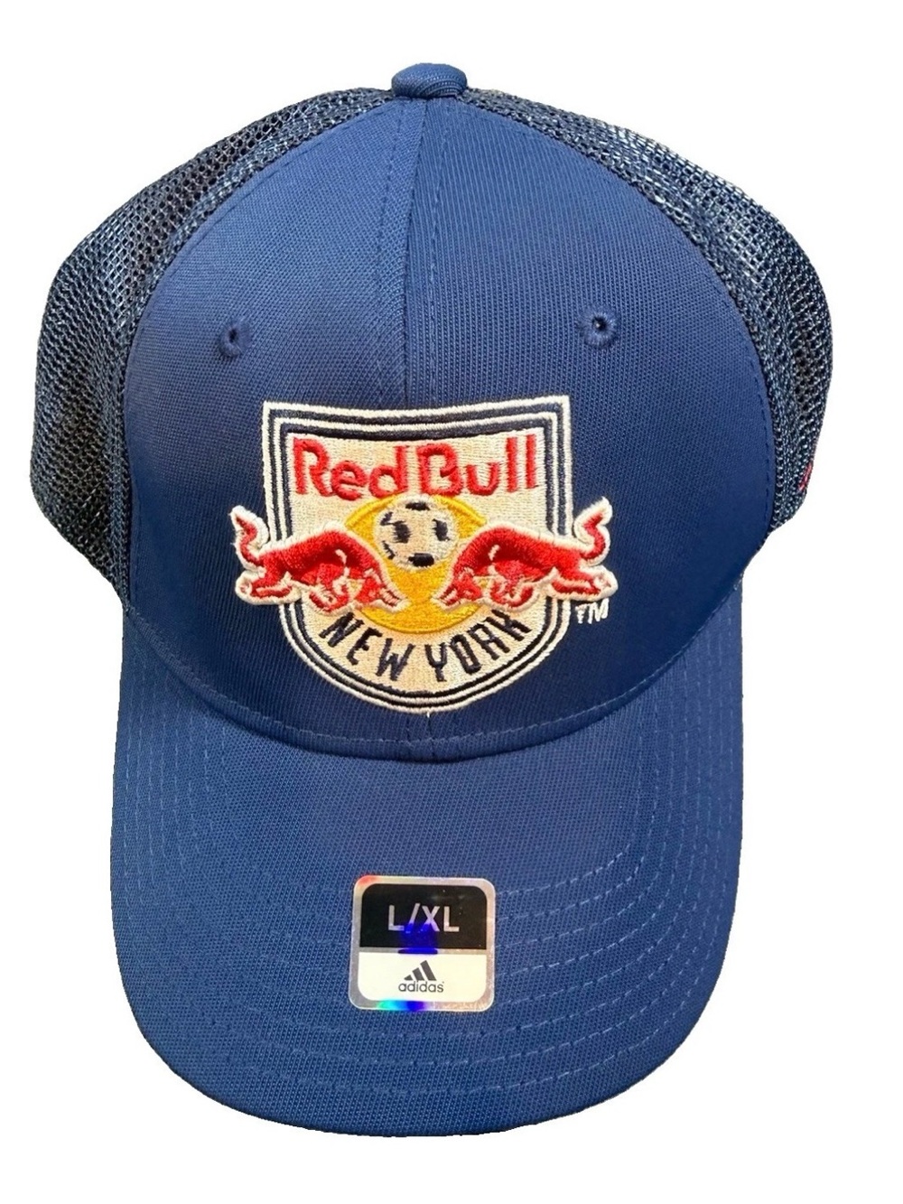 Adidas Red Bull New York MLS Flex Fit Mesh Trucker Hat Cap L/XL New NWT